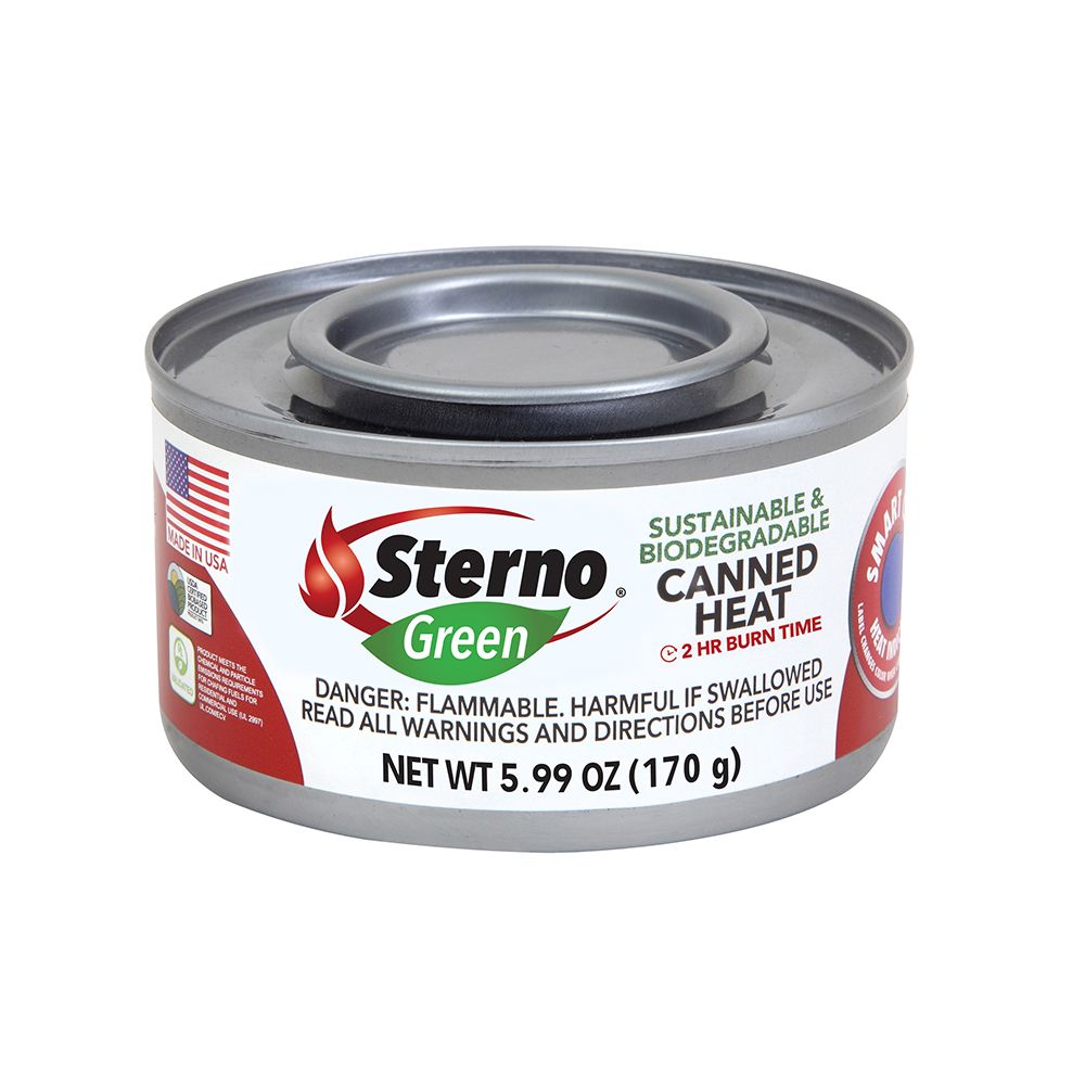 STERNO Green Ethanol Gel Chafing Fuel 2 Hr Canned Heat 6.8 OZ cans -case of 24